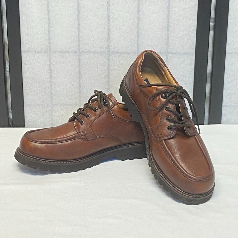 Dockers Brown Glacier Leather Lace-Up Slip Resistant Loafers 12 Stain Defender